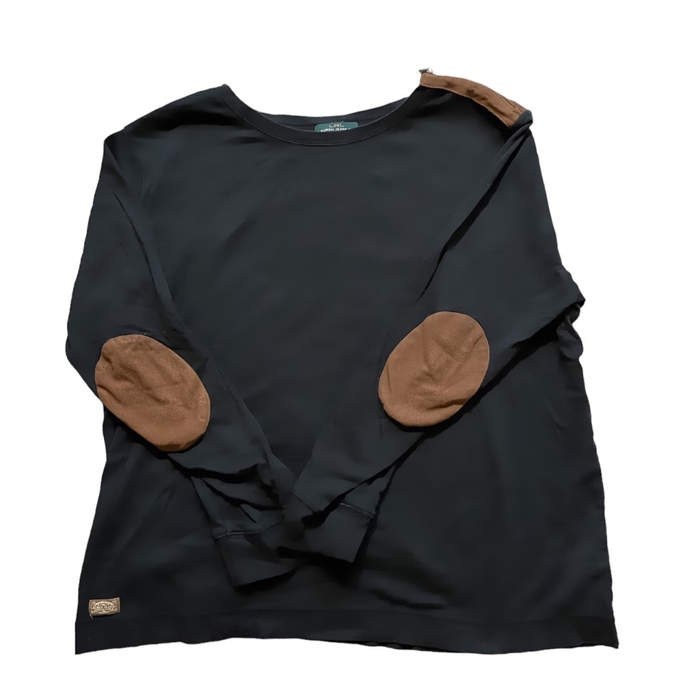 Ralph Lauren black long sleeve with leather accents